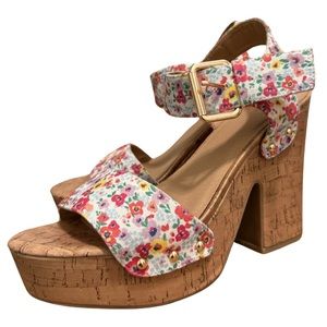 Report Floral Platform Chunky Heel Sandals Size 8